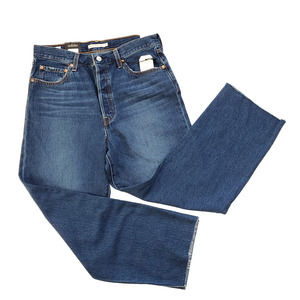 Levi's Premium Ribcage Ankle Straight Jeans Raw Hem High Rise Button Fly 31x27